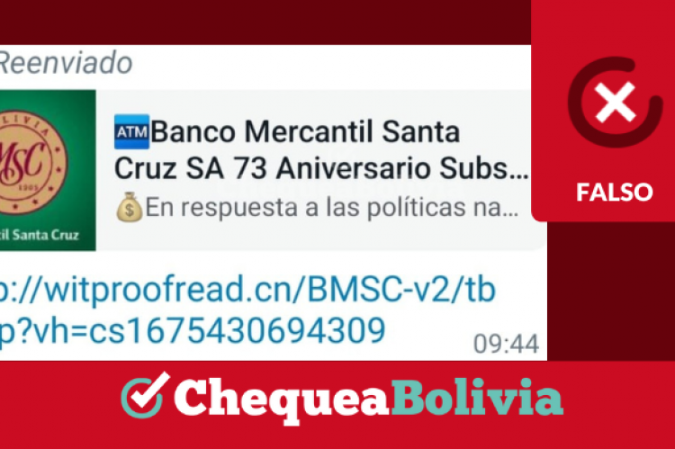 El banco Mercantil Santa Cruz no ofrece Bs 1.000 por su 73